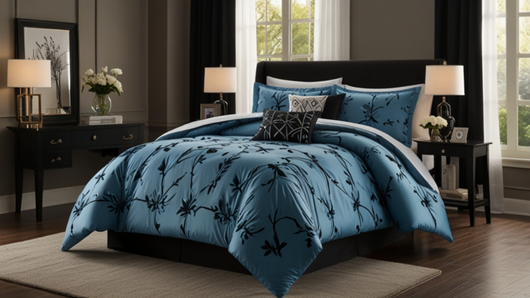 Nipsey blue black white comforter set